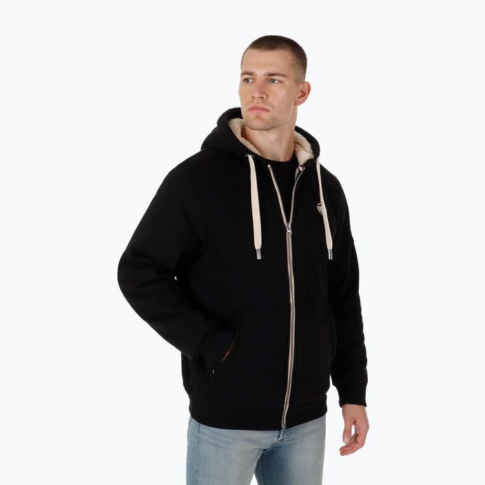 Herren Pitbull Zip Sherpa 2 Ruffin Sweatshirt mit Kapuze schwarz