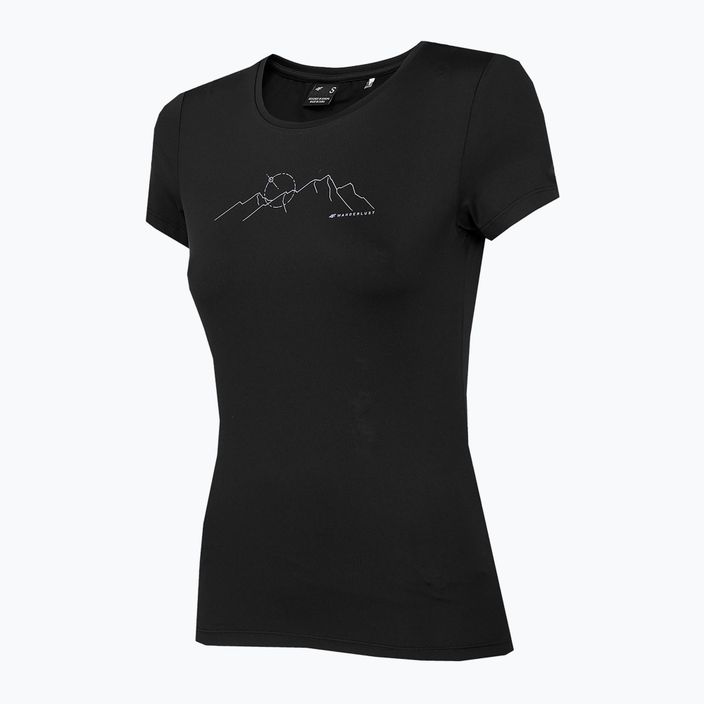 Damen-Trekking-T-Shirt 4F schwarz H4Z22-TSD016 2