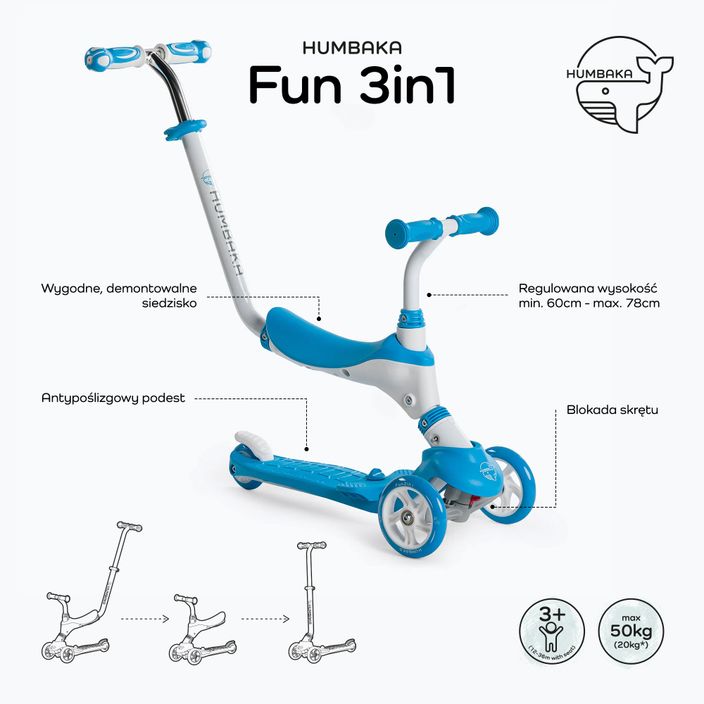 HUMBAKA Fun 3in1 Kinder-Roller blau KS002 2