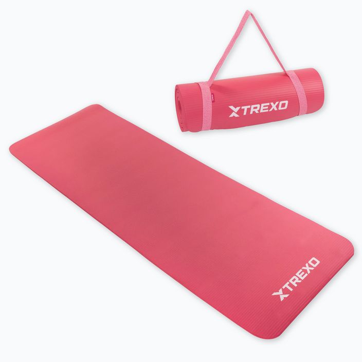 TREXO NBR 15 mm Gymnastikmatte mit Gürtel rosa