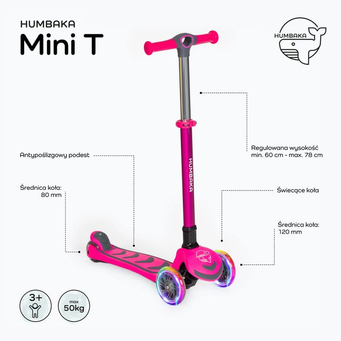 HUMBAKA Mini T Kinder-Dreirad-Roller rosa HBK-S6T 2