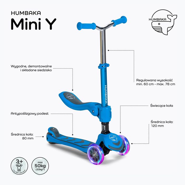 Kinder-Dreirad-Roller HUMBAKA Mini Y blau HBK-S6Y 2
