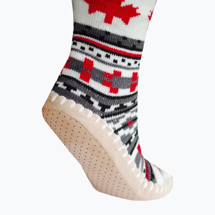 Glovii GQ4 weiß/rot/grau beheizte Hausschuhe mit Socken 3
