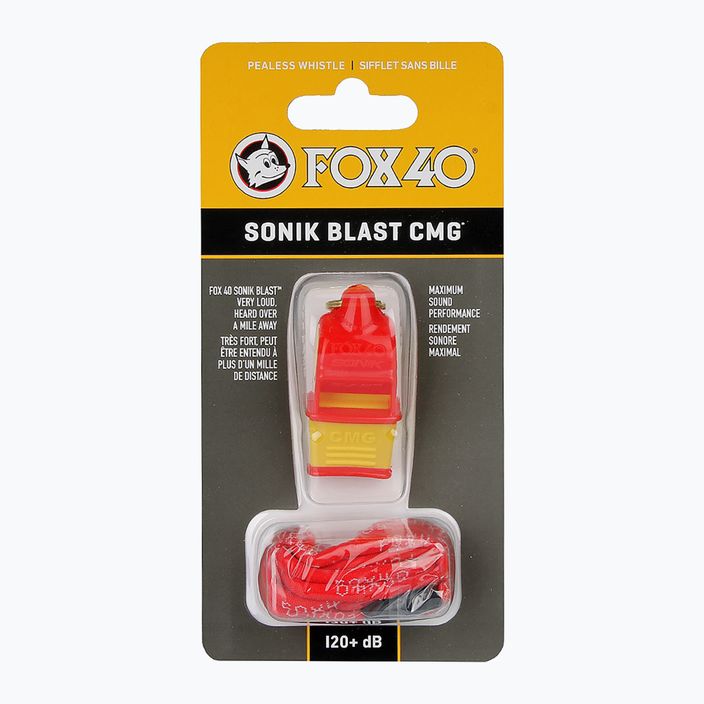 Pfeife mit Schnur Fox 40 Sonik Blast CMG rot/gelb 2