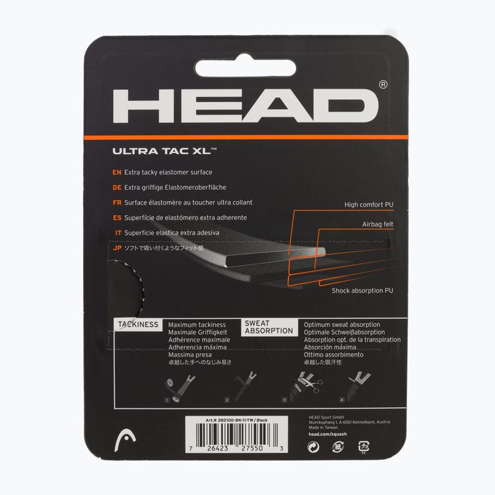 HEAD SQ UltraTac Xl Squash Racquet Wrap Schwarz 282100 2