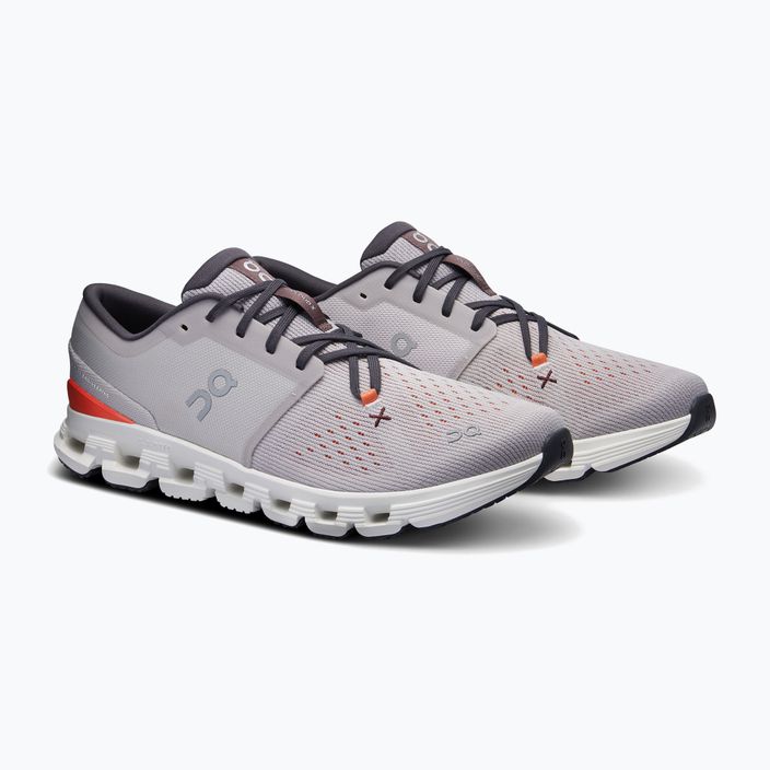 Herren On Running Cloud X 4 silber/flame Laufschuhe 9