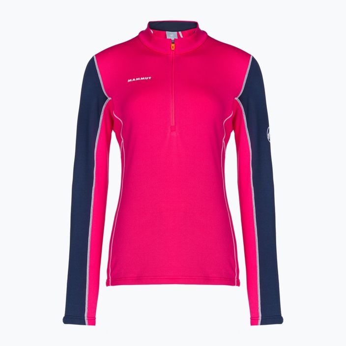Damen-Trekking-Sweatshirt MMMUT Aenergy ML Half Zip Pull rosa und marineblau
