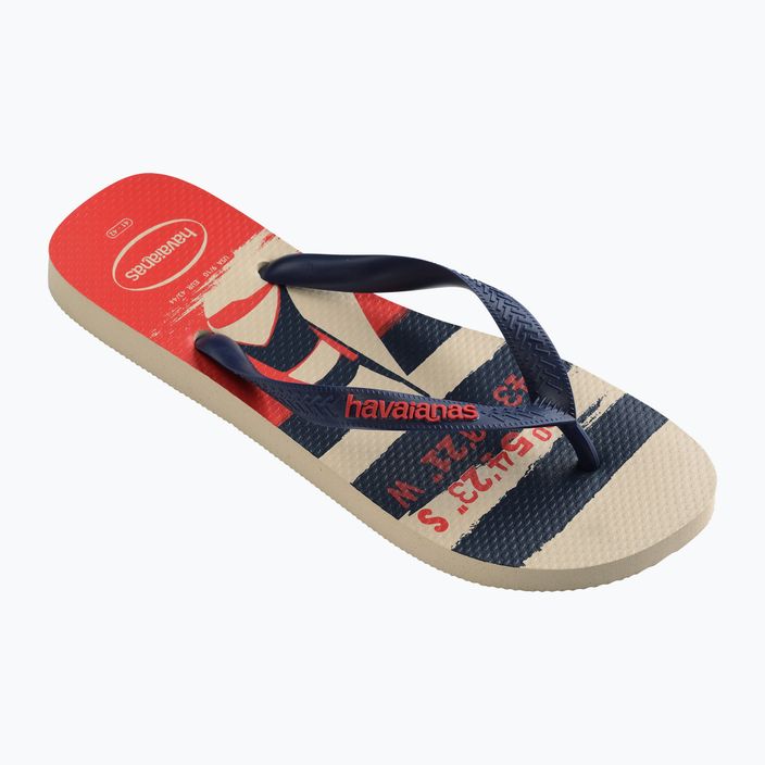 Havaianas Top Nautical Flip Flops beige Stroh / marineblau / rubinrot 8