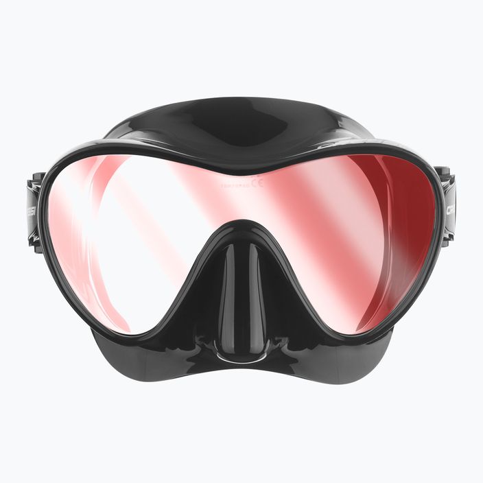 Cressi F1 Tauchmaske Ultravision schwarz/rote Gläser 2