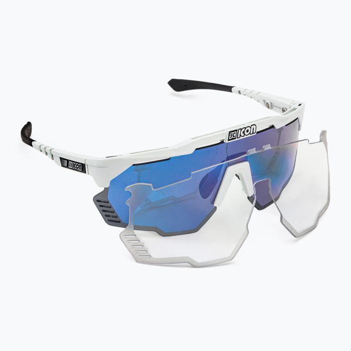 SCICON Aeroshade Kunken weiß glänzend/scnpp multimirror blau Fahrradbrille EY31030800