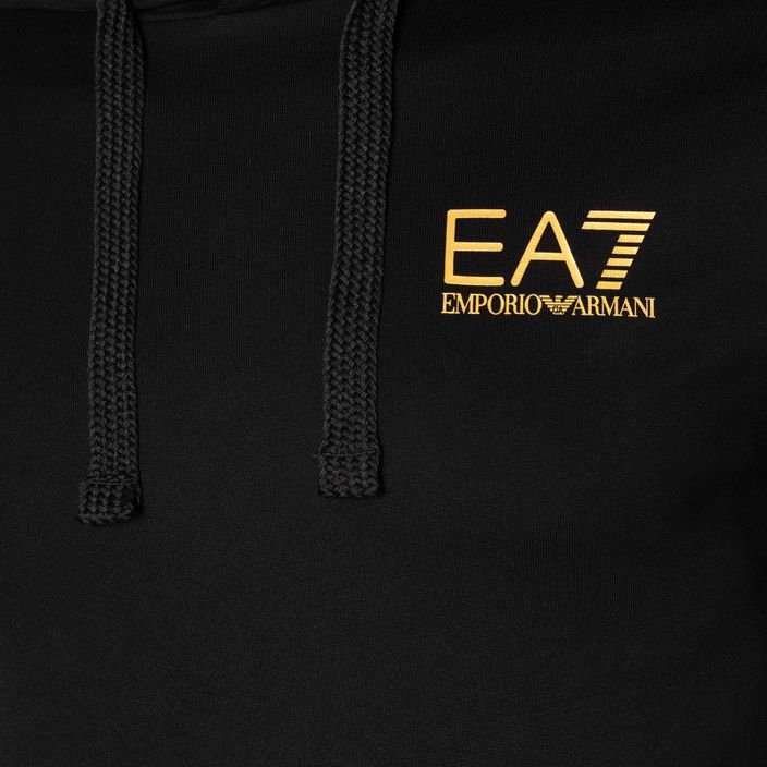 Herren EA7 Emporio Armani Zug Logo Serie Hoodie Extended Logo Coft schwarz/gold Logo Sweatshirt 3