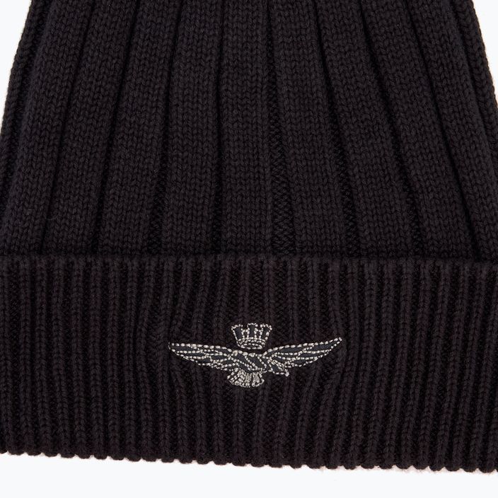 Aeronautica Militare Cotton Eagle Stickerei Jet schwarz Wintermütze 3