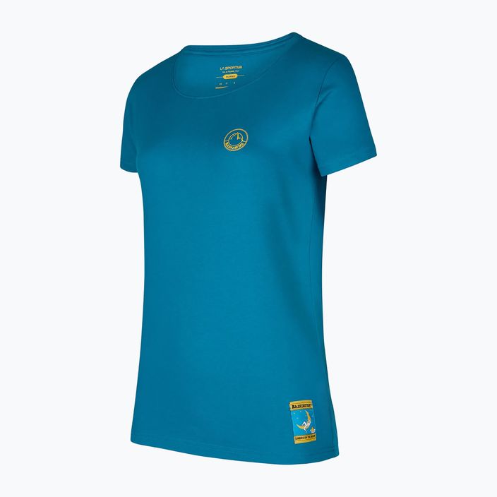 La Sportiva Damen-T-Shirt Climbing on the Moon turchese/giallo