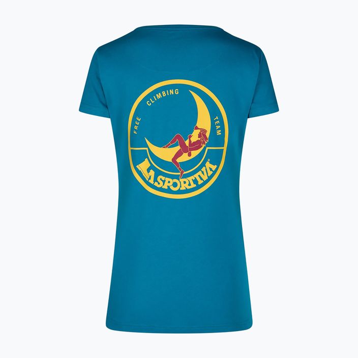 La Sportiva Damen-T-Shirt Climbing on the Moon turchese/giallo 2