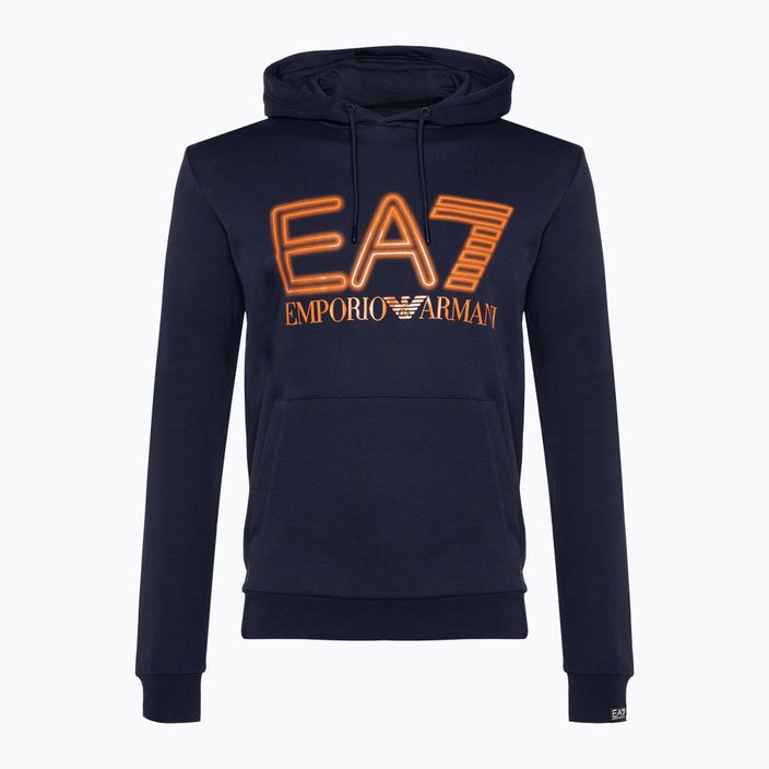 Herren Hoodie Sweatshirt EA7 Emporio Armani Train Logo Series Oversize Logo Hoodie Coft navy blue