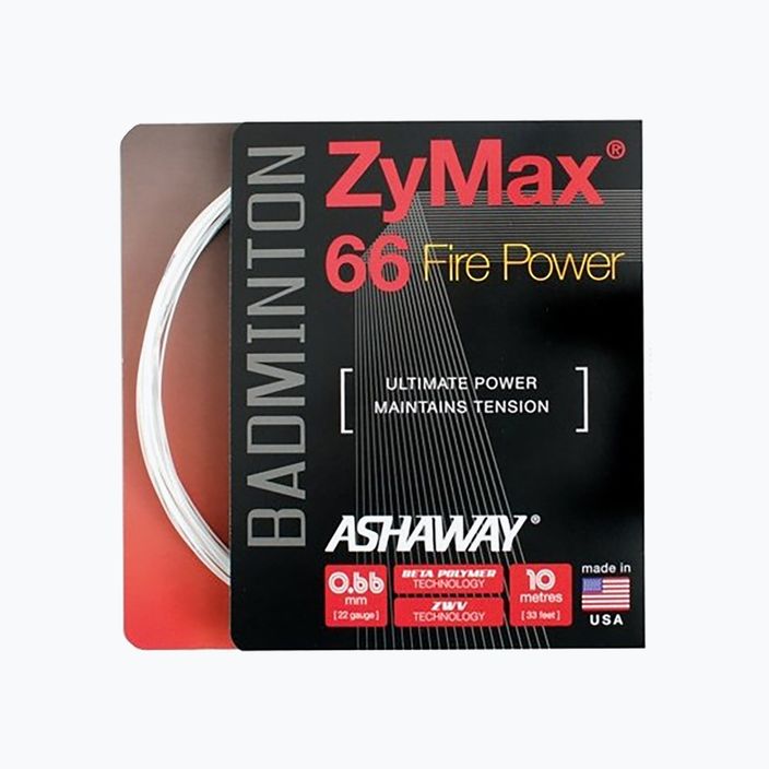 Badmintonsaite ASHAWAY ZyMax 66 Power - Satz weiß