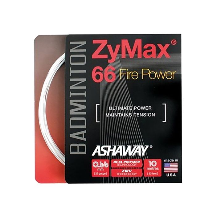 Badmintonsaite ASHAWAY ZyMax 66 Power - Satz weiß 2