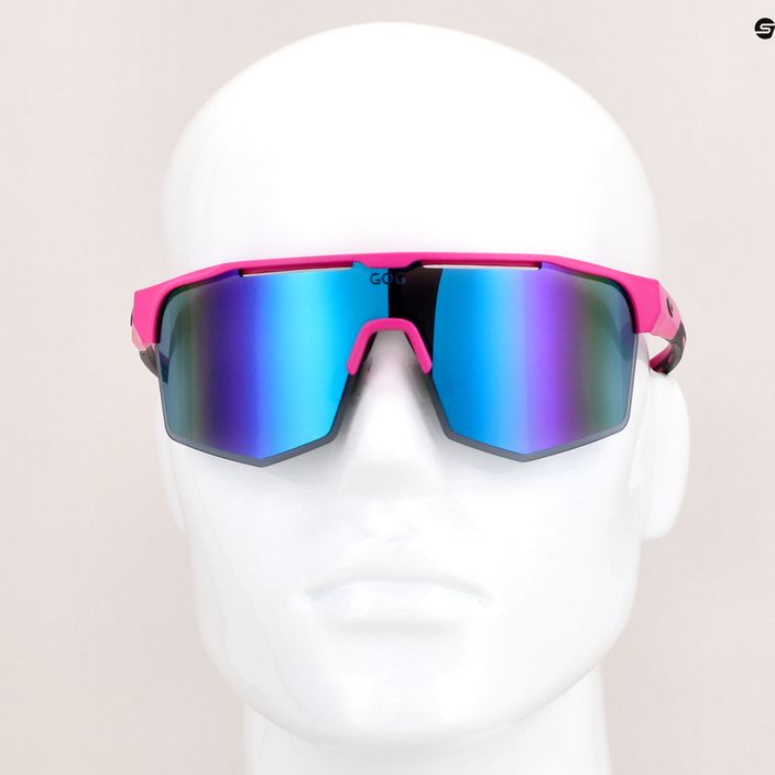 GOG Athena matt neon pink / schwarz / mehrfarbig weiß-blau Fahrradbrille E508-3 9