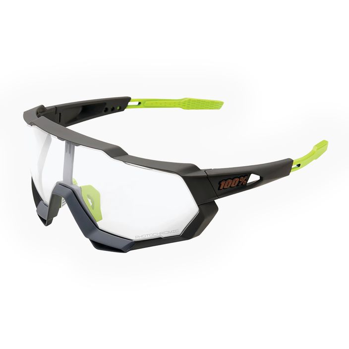 Radsportbrille 100% Speedtrap Photochromic Lens Lt 16-76% schwarz-grün STO-61023-802-01 6