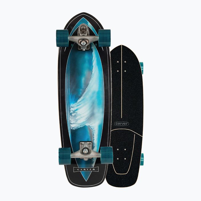 Surfskate Skateboard Carver C7 Raw 32" Super Surfer 22 Complete schwarz-blau 8