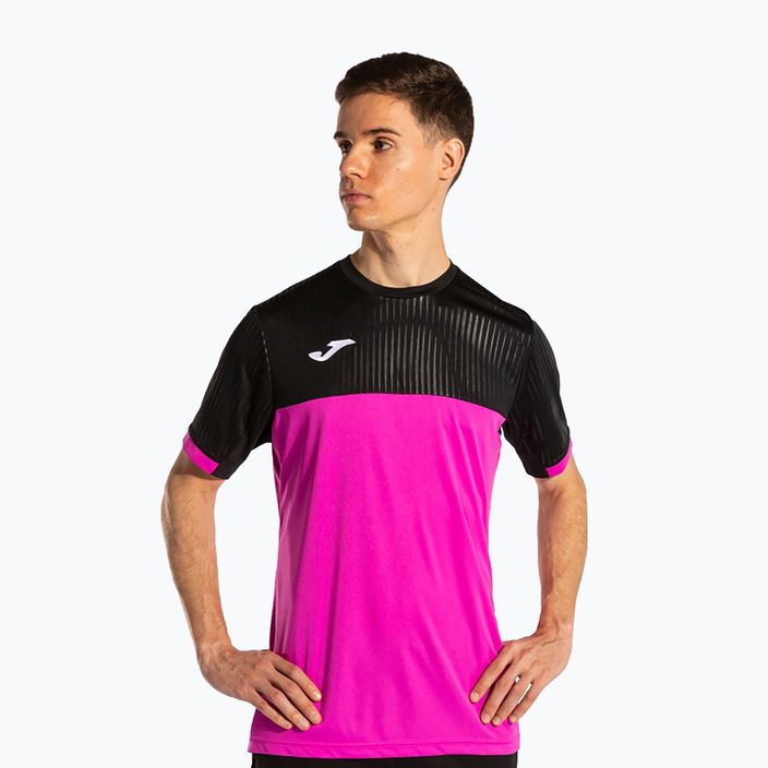 Herren-Tennisshirt Joma Montreal fluoreszierend rosa/schwarz