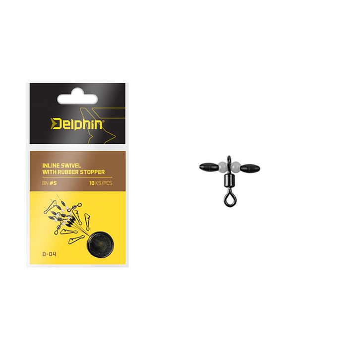Delphin Inline-Drehkarabiner mit Gummistopfen 10 Stück schwarz 969D04004 2