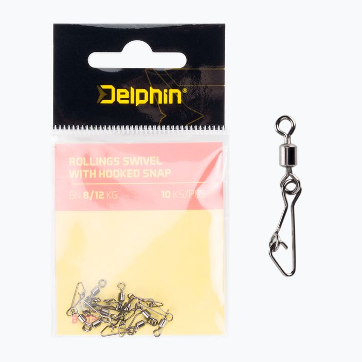 Delphin Spinning Rollings Wirbel mit Haken Karabiner 10 Stück schwarz 969B03004