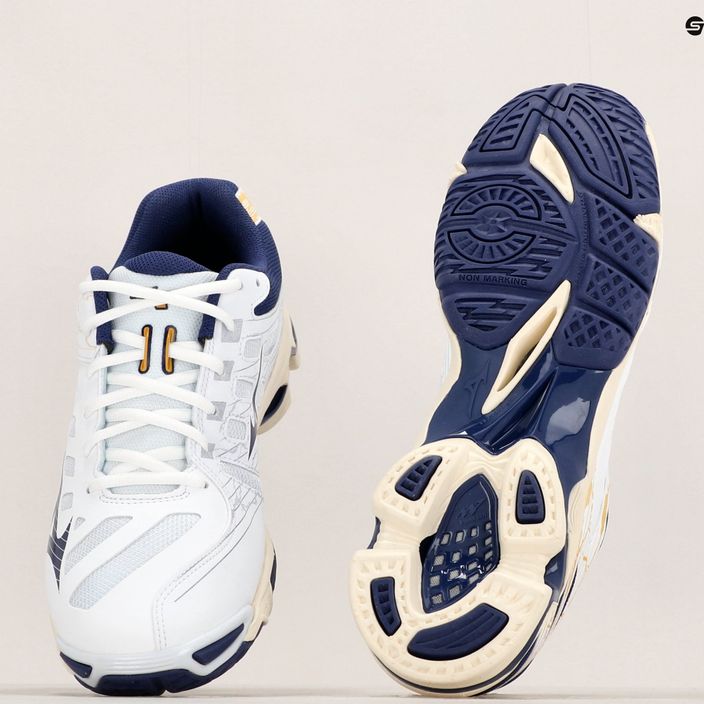 Herren Volleyball Schuhe Mizuno Wave Voltage weiß / blaues Band / mp gold 13