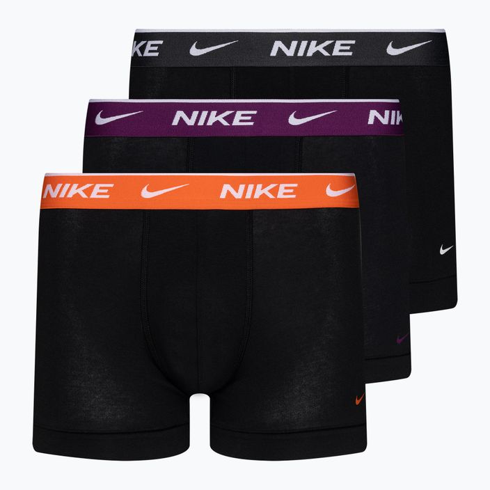 Herren Nike Everyday Cotton Stretch Trunk Boxershorts 3 Paar schwarz/violett/orange