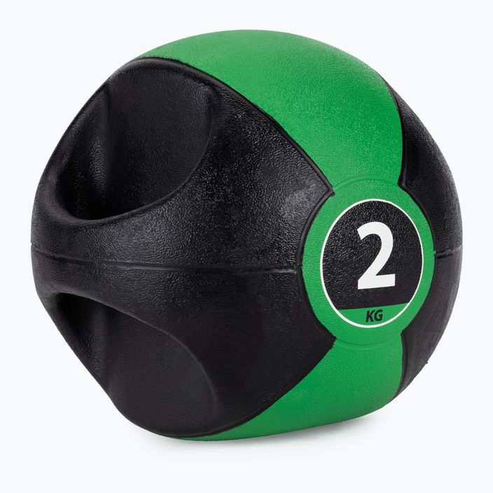 Pure2Improve 2kg grüner Medizinball mit Griffen P2I201980