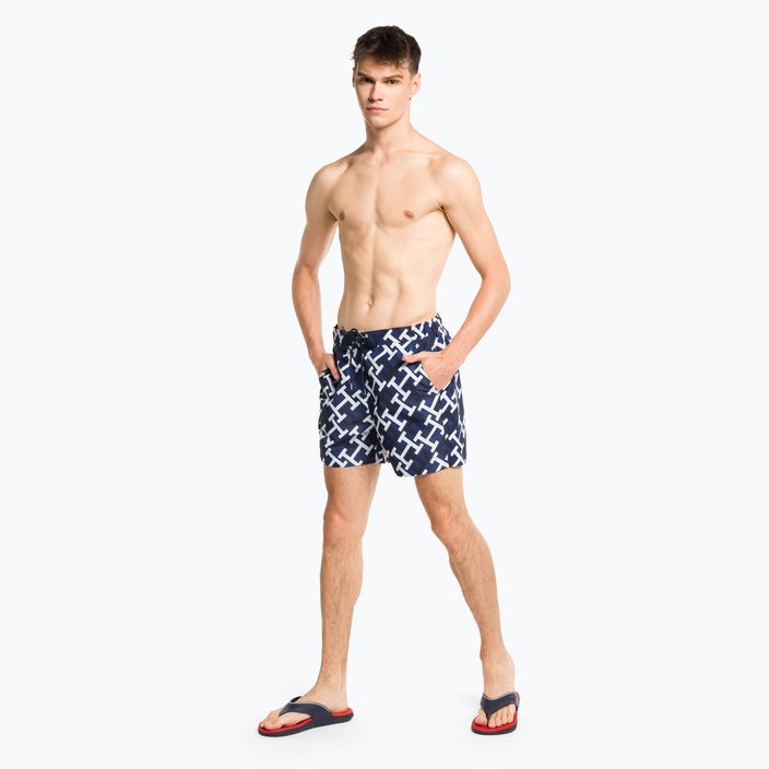 Herren Tommy Hilfiger Sf Medium Drawstring Print Schwimmen Shorts blau 5