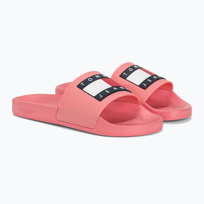 Tommy Jeans Flag Pool Slide Ess gekitzelt rosa Damen Flip-Flops 4