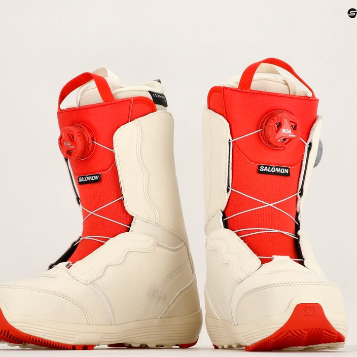 Damen Snowboard Boots Salomon Ivy Boa SJ Boa gebleicht Sand/Mandelmilch/Aurora rot 11