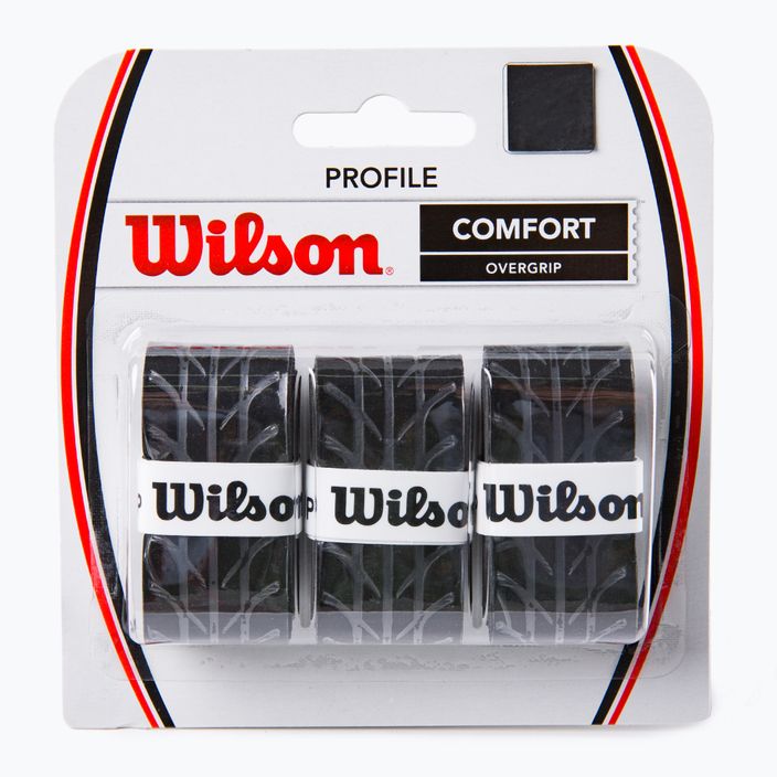 Wilson Profile Overgrip Tennisschlägerhüllen 3 Stück schwarz WRZ4025BK+