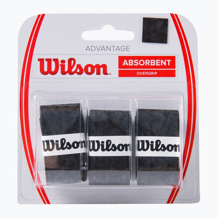 Wilson Advantage Overgrip Tennisschlägerhüllen 3 Stück schwarz WRZ4033BK+