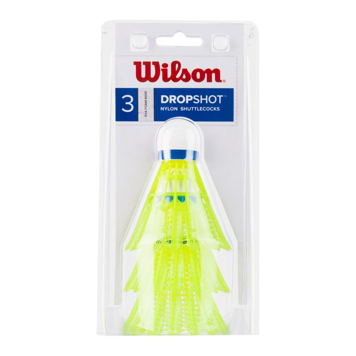 Wilson Dropshot Clamshel Badminton Federbälle 3 Stück gelb WRT6048YE+ 2