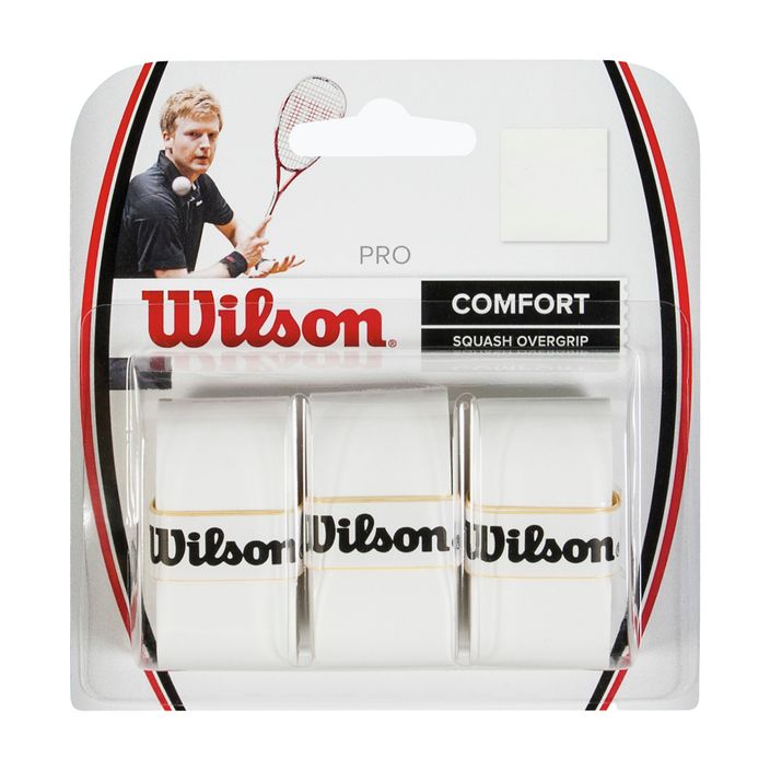 Wilson Sq Pro Overgrip Squash Schlägerhüllen 3 Stück weiß WRR937000+