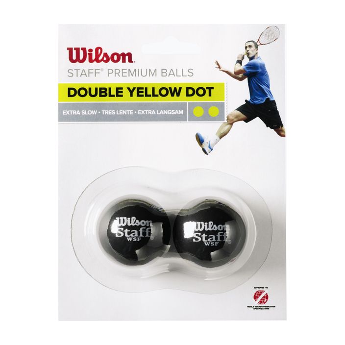 Wilson Staff Squash Ball Dbl Ye Dot 2 Stück schwarz WRT617600+. 2