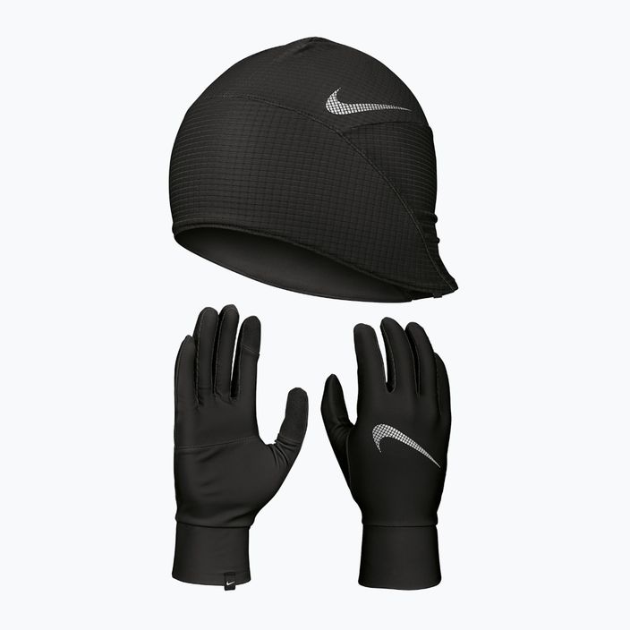 Herren Nike Essential Running Mütze + Handschuhe Set schwarz/schwarz/silber 10