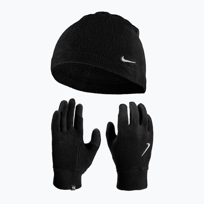 Herren Nike Fleece Mütze + Handschuhe Set schwarz/schwarz/silber 11