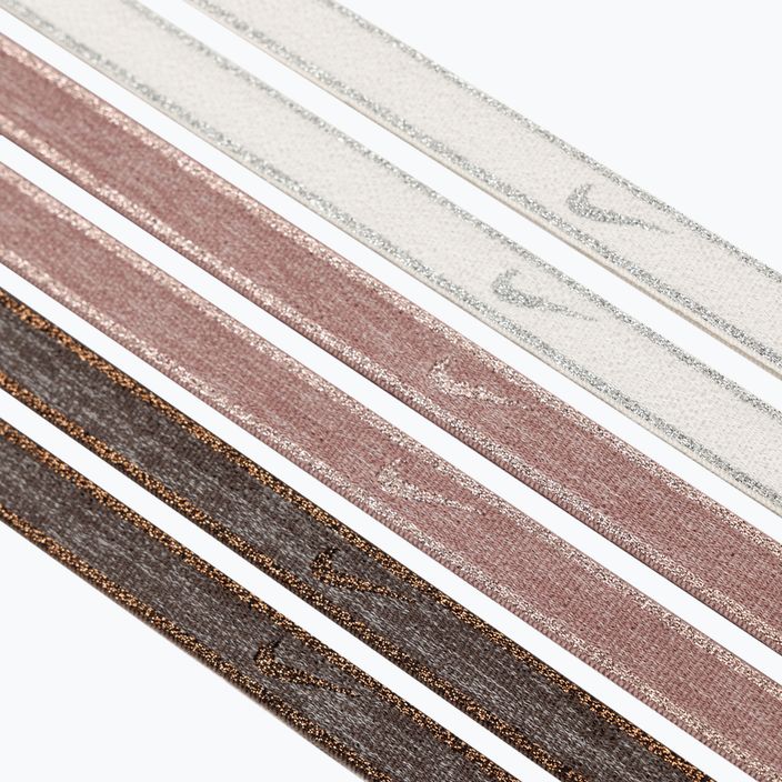 Nike Swoosh Sport Metallic Stirnbänder 6 Stück braun/smokey mauve/metallic silber 3