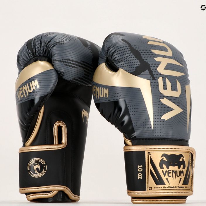 Venum Elite dunkel camo/gold Boxhandschuhe 11