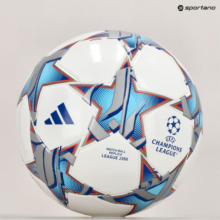 adidas UCL League 23/24 Fußball weiß/silbermetallic/bright cyan/royal blau Größe 5 6