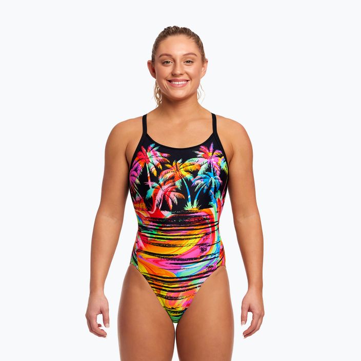 Damen einteiliger Badeanzug Funkita Diamond Back One Piece Sonnenuntergang Stadt 5