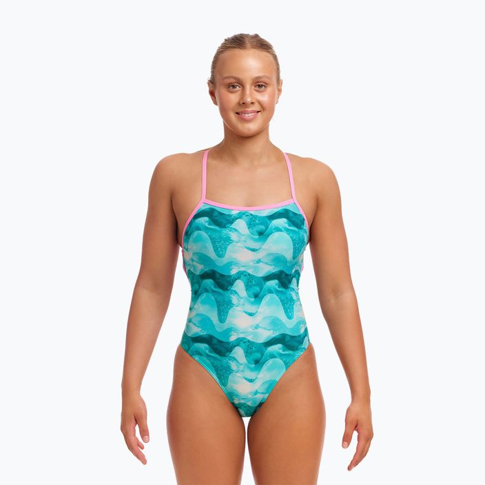 Funkita Strapped In One Piece Damen Badeanzug einteilig teal Welle 2