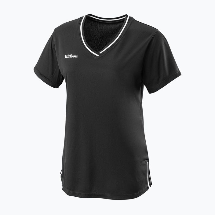 Damen Tennisshirt Wilson Team II V-Ausschnitt schwarz WRA795301
