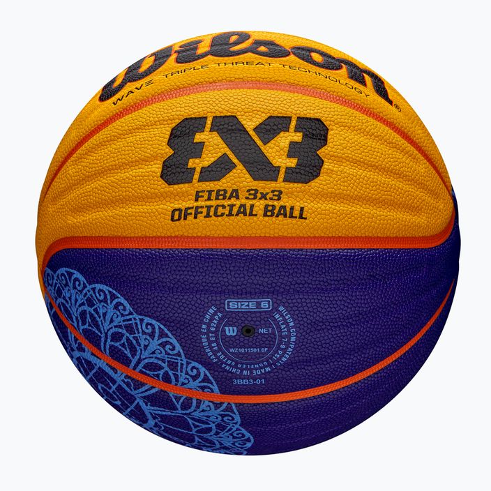 Wilson Fiba 3x3 Game Ball Paris Retail Basketball 2024 blau/gelb Größe 6 5