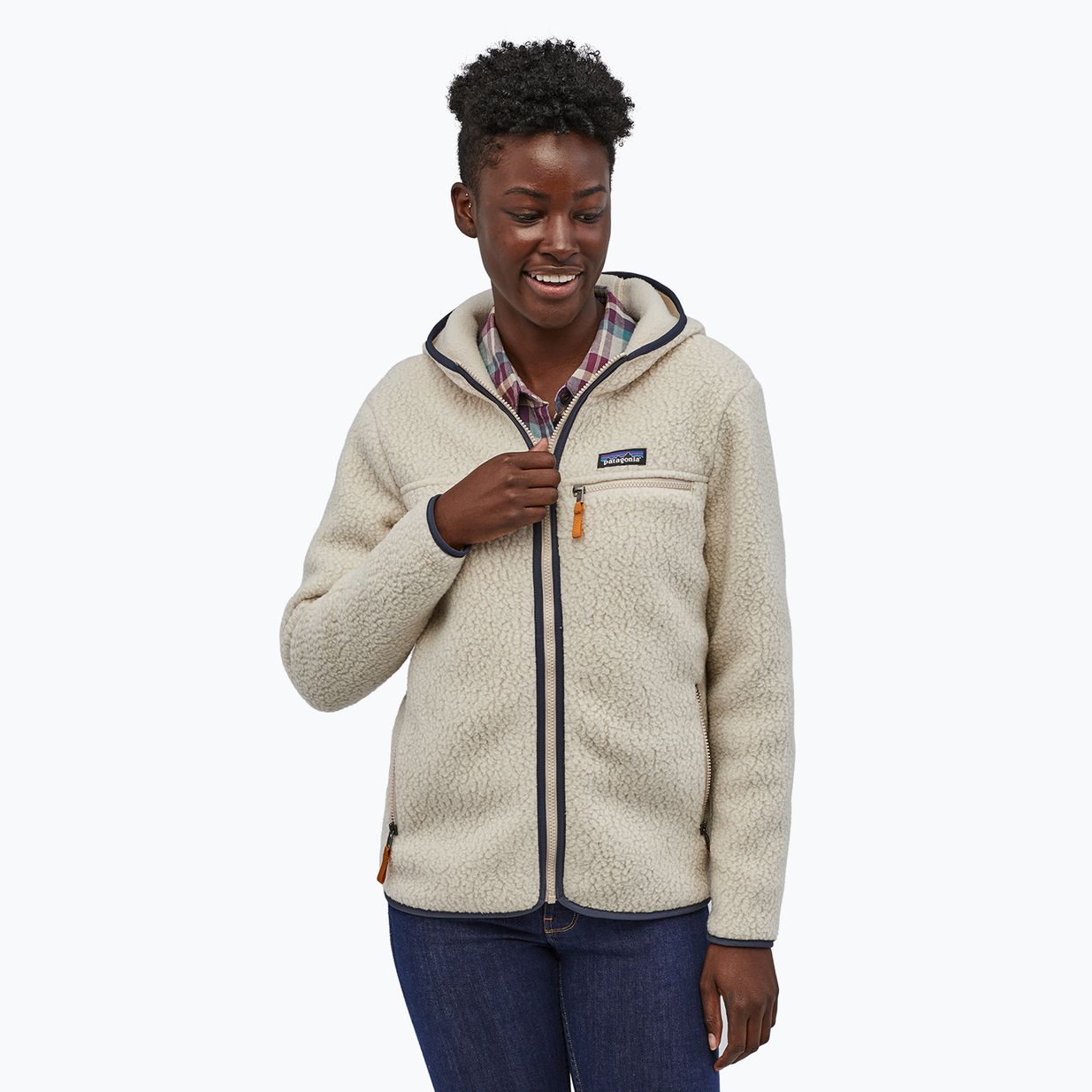 Damen Patagonia Retro Pile Hoody Fleece-Sweatshirt Pelikan