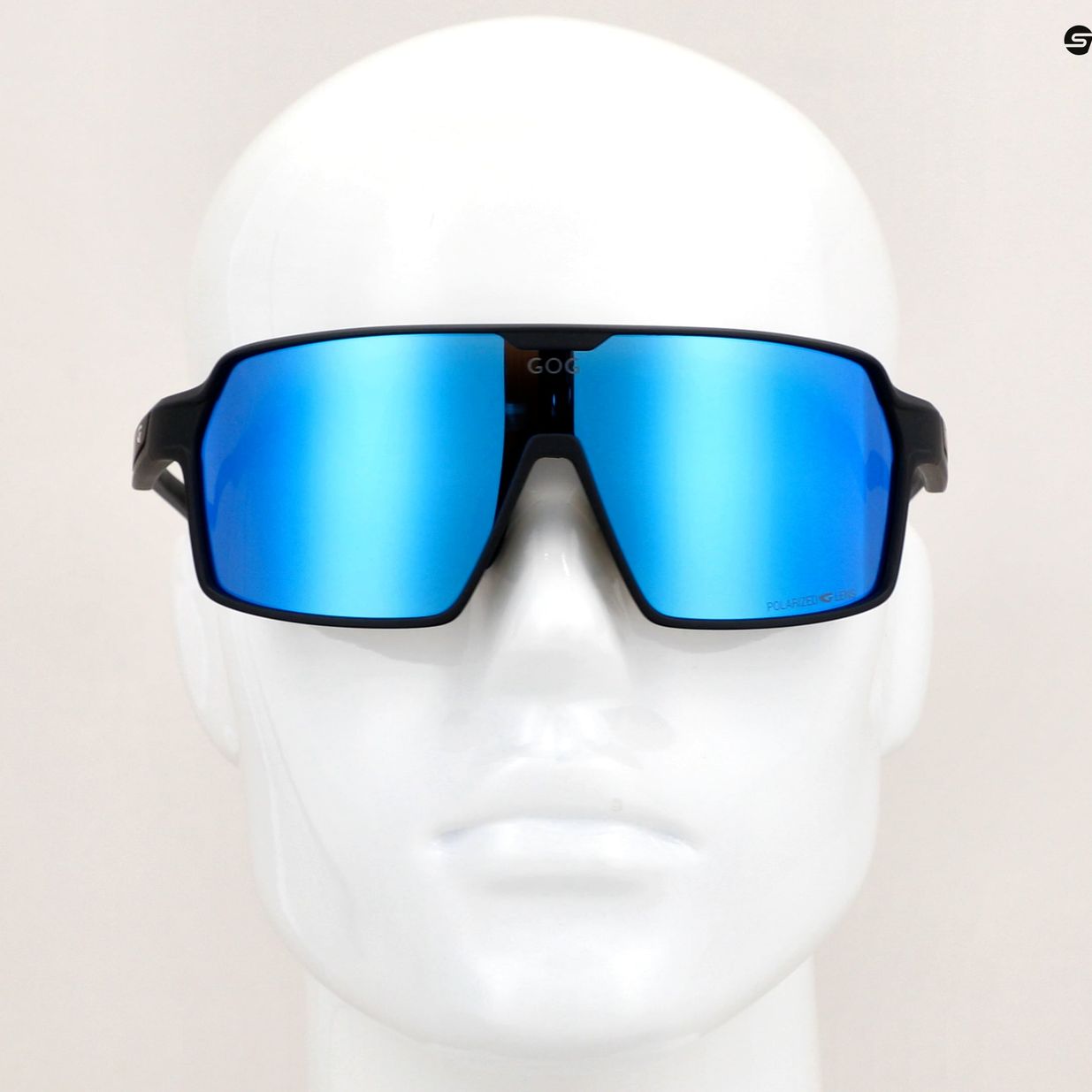 GOG Kronos mattschwarze/polychromatische weiß-blaue Sonnenbrille 10