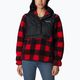Damen Columbia Sweet View Fleece Kapuzen-Trekking-Sweatshirt schwarz/rot Lilien-Karo-Druck